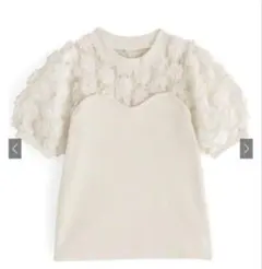 GRL 花モチーフチュール切替テレコリブトップス sf950