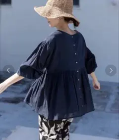 URBAN RESEARCH DOORS 2WAYギャザーブラウス M ネイビー