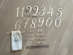 木製数字と文字セット　袋付き　月齢写真