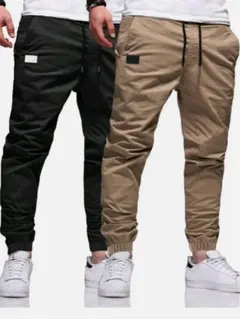 ジョガーパンツ グレー ベージュ 2色セット