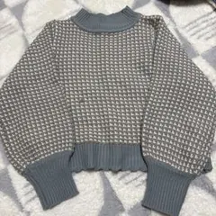 チェック柄 クロップドニットセーター