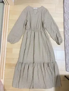 【美品】fifth ドット柄ロングワンピース（ベージュ・ブラウン）