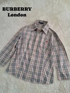 バーバリーロンドン　ノバチェック　ホースロゴ　ホース刺繍　シャツ M
