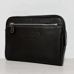 【美品】Coach コーチ クラッチバッグ セカンドバッグ レザー ブラック