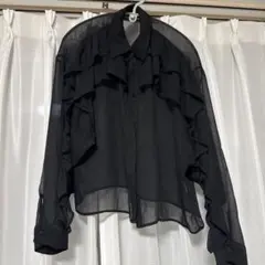 ZARA ブラック フリルシャツ Sサイズ