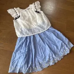 メゾピアノ　レース ワンピース リボン 花柄 150