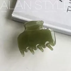 アセテート ヘアクリップ　グリーン ミニ バンスクリップ ヘアアクセサリー 艶感