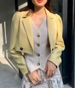 rienda パフスリーブクロップドジャケット／SサイズNo.3