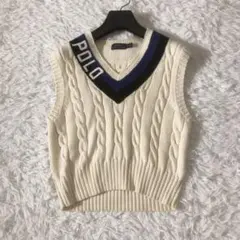 美品 ポロラルフローレン Polo コットン クリケット ベスト チルデンニット