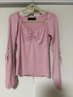 値引き　ピンク フロントギャザー CECIL McBEE 長袖トップス