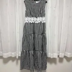 tocco closet ギンガムチェック ノースリーブ ティアードワンピース