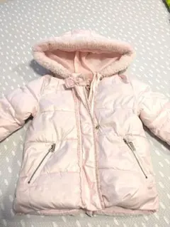 ピンク 中綿コート フード付き