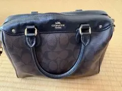 【美品】COACH ブラック レザーハンドバッグ