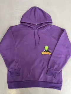 カーミット 刺繍ワッペン風 プリント フリースパーカー