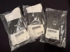 新品未使用 Y-3 ソックス 3足セット ホワイト×2 ブラック×1