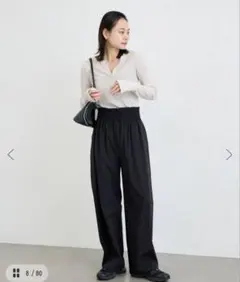 JournalStandardナイロンストレッチワイドパンツ ブラック