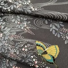 2624☆正絹☆流水花蝶文☆ハギレ　38×174