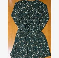 **イディット レディース 花柄 ワンピース M 緑 長袖 ロング 私服 レトロのサムネイル
