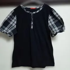 Yorkland ♡半袖カットソー♡ チェック柄切替♡ブラック♡Lサイズ♡のサムネイル