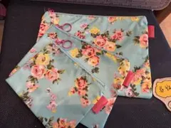 スナイデル花柄ポーチ3点セット（水色）