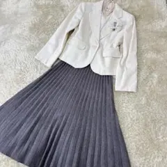 専用 エニファム ジャケット プリーツスカート セット 白 グレー ママスーツ