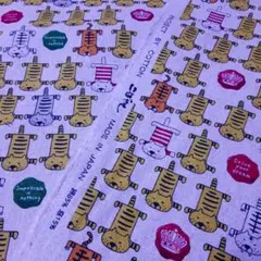 コットンこばやし　綿麻オックス　ねこちゃんCAR　麻色系