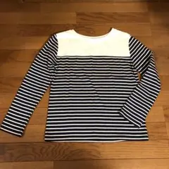 レディース　長袖Tシャツ　Mサイズ　ボーダー　レース　紺色　白色