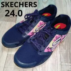 美品　スケッチャーズ　24.0　ゴルフシューズ　ネイビー　軽量　SKECHERS