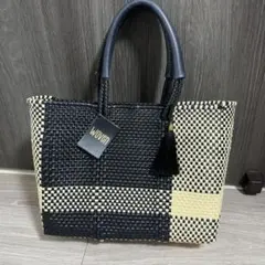 woven メルカドバッグ ブラック ホワイト トートバッグ A4 - メルカリ