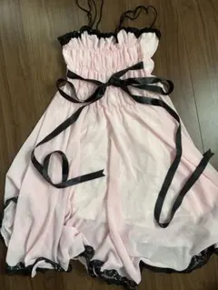 ピンクのノースリーブミニワンピース　キャミソール　アメリカ古着