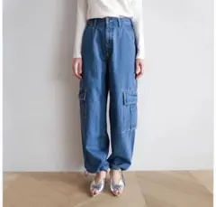 美品SeaRoomlynn LOOSEカーゴデニムパンツ S グレー - メルカリ