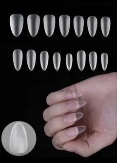 サンディング済み アーモンド型クリアネイルチップ 200個入り