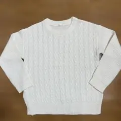 GU ホワイト ケーブル編みニット Mサイズ
