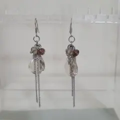 クリスタル チェーン ピアス シルバー