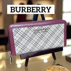 BURBERRY BLUE LABEL ノバチェック ラウンドファスナー　長財布