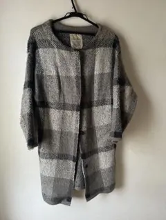 ヴィンテージ チェック柄　ロング　コート グレー系