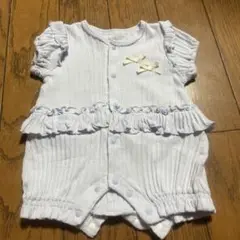 水色 フリル付きロンパース 60サイズ