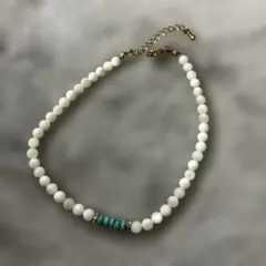 ホワイト ターコイズ ビーズブレスレット　新品未使用品　ギフトボックス付き