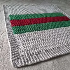 【手編み⑥ グレー 】 ブランケット 膝掛け マルチカバー 玄関マット マット