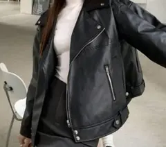 B.G Fashion ブラック レザーライダースジャケット M