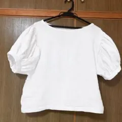 ハンドメイドプルオーバー　パフスリーブ　コットン100% 白