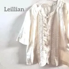 レリアン　ブラウス　ジャケット　リネン　コットン　アイボリー　半袖　ガラスボタン