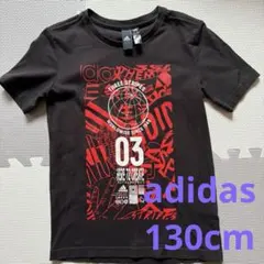 adidas グラフィック Tシャツ 黒 半袖 130cm 綿100