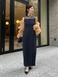 ANDRESED detached sleevedress ネイビー