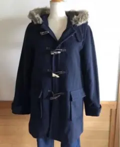 3-12   フェイクファー付きダッフルコート ネイビー