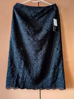 【新品タグ付き】　ブラック　 レース　 ロングスカート　40 　Ｌ　フォーマル