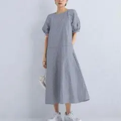 グリーンレーベルリラクシング ドビー ストライプ コンシャス ワンピース