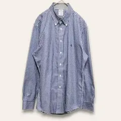 【ブルックスブラザーズ】チェック柄シャツ　長袖　ブルー　M　セミカジュアル　美品
