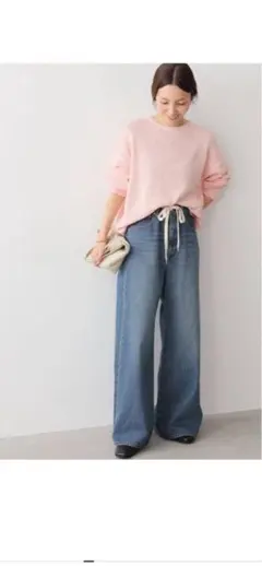 ドローストリングワイドデニム