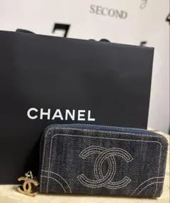 CHANEL デニム二つ折り財布 - メルカリ